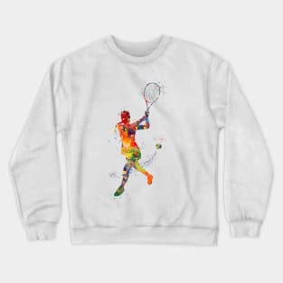 Girl Tennis Player Backhand Shot Watercolor Crewneck Sweatshirt